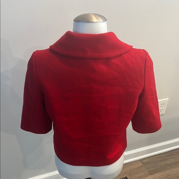 Tulle XS Cropped Short Little Button Red Pea Coat Dress Jacket - Picture 3 of 9